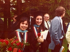 June 1976, graduation. From left: Nancy Cortez and Georgia Collis. Photo courtesy of Georgia Collis
