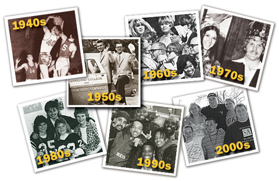 Photo collage of the decades of 1940s-2000s