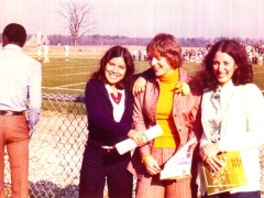 Homecoming, Fall 1974. From left: Nancy Cortez, Nancy Levenhagen and Georgia Collis. Photo courtesy of Georgia Collis. 