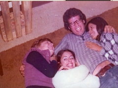Fall 1974 in Suite 24. From left: Nancy Levenhagen, Georgia Collis, Chuck Hummel and Nancy Cortez